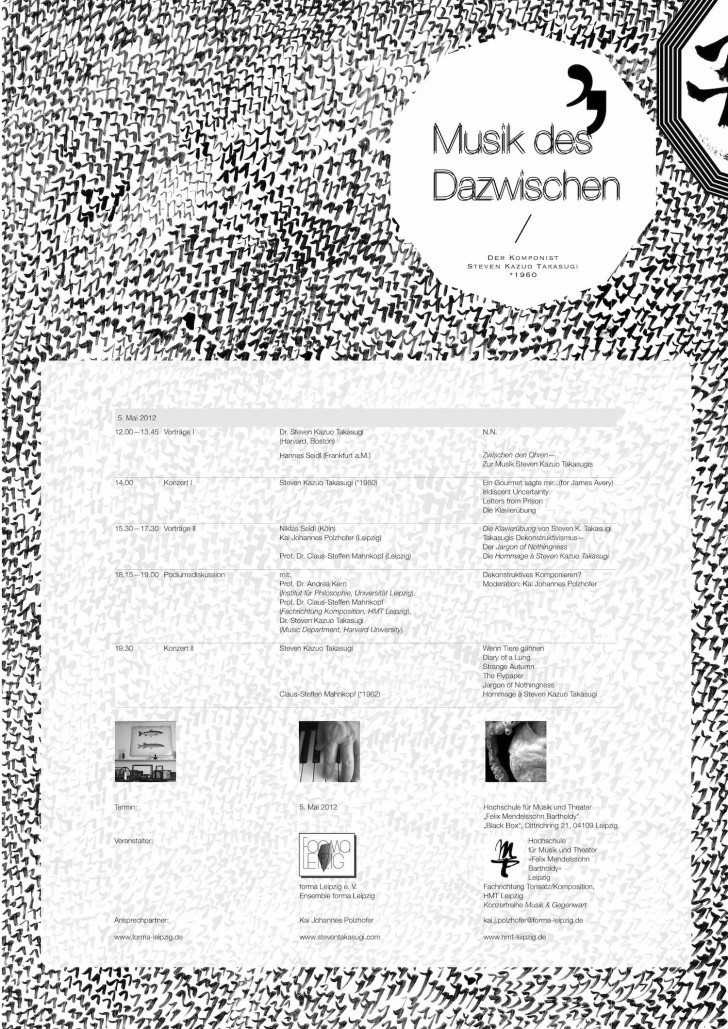 Plakat Symposium "Musik des Dazwischen - Der Komponist Steven Kazuo Takasugi", Gestaltung: Hang Su